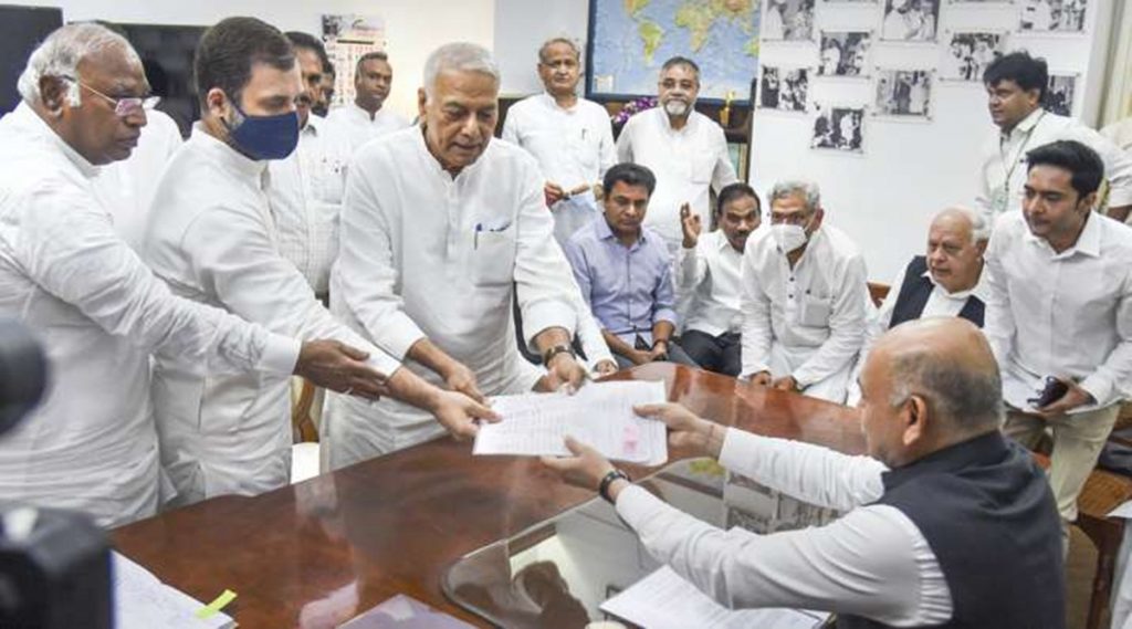 Yashwant Sinha files his nomination papers for President’s election